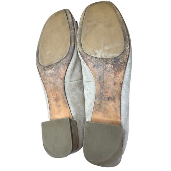 Tory Burch Gigi Suede Logo Block Heel Pumps Beige 6.5 Classic Minimalistic - Picture 10 of 10